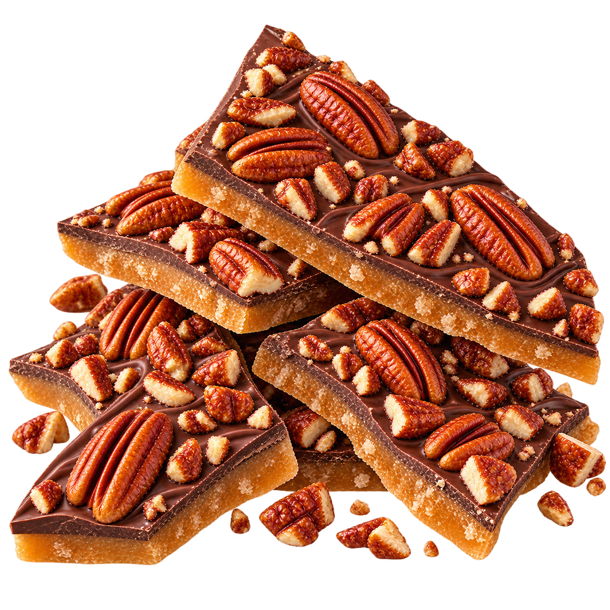 Chocolate toffee topped with pecans